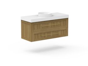 Kado Lux Drawer Vanity Unit Wall Hung 1200 Centre Bowl Statement Top 2 Drawers (No Basin)