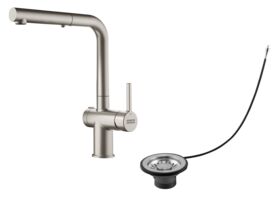 Hero - Franke Active Twist Pull Out Sink Mixer Kit (Brushed Chrome Tap with Stainless Steel Remote Non-Overflow Waste) (5 Star) Lead Free