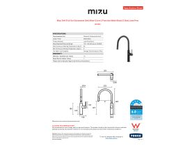 Specification Sheet - Mizu Drift Pull Out Gooseneck Sink Mixer Curve 2 Function Matte Black (5 Star) Lead Free