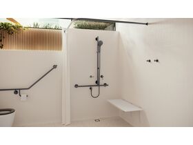 In Situ - Mizu Commercial Bathroom - Shower - 700 x 1100mm T-Shower Modular Grab Rail Kit 3 function with Push Pull -Brushed Gunmetal