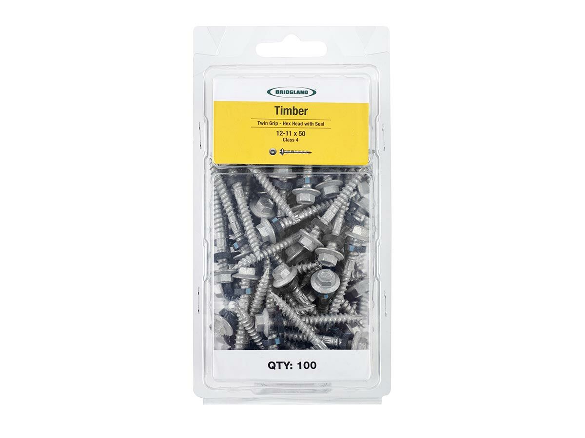 Bridgland Hexagonal Head Topgrip Timber Class 4 12-11 x 50mm (100)
