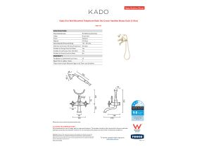 Specification Sheet - Kado Era Wall Mounted Telephone Bath Set Cross Handles Brass Gold (3 Star)
