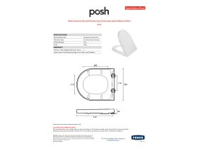 Specification Sheet - Posh Domaine Round Rimless Seat Soft Close Quick Release White