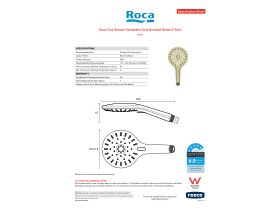 Specification Sheet - Roca Ona Shower Handpiece Only Brushed Brass (5 Star)