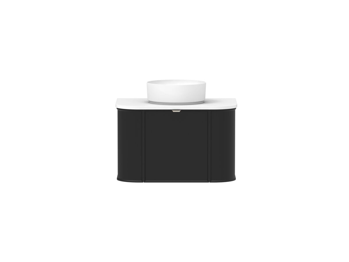Supporting Image - Kado Era Double Curve All Door 750mm Wall Hung Vanity with Centre Basin 20mm Top Matte Black