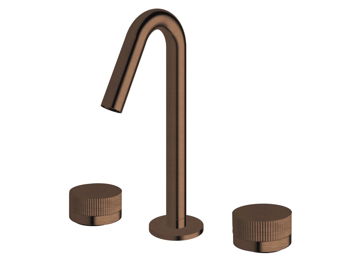 Sussex Pure Basin Set with Linear Textured Handles PVD Brushed Bronze (5 Star)