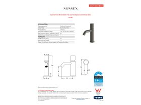 Specification Sheet - Sussex Pure Basin Mixer Tap Curved Spout Gunmetal (5 Star)