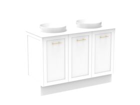 Supporting Image - Kado Lux All Door 1200mm Floor Mounted Vanity Double Basin 20mm - White - Angle
