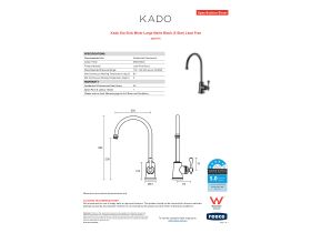 Specification Sheet - Kado Era Sink Mixer Large Matte Black (5 Star) Lead Free