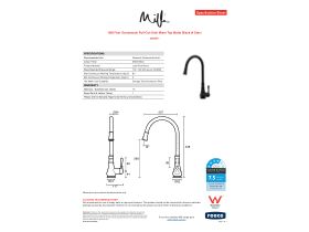 Specification Sheet - Milli Voir Gooseneck Pull-Out Sink Mixer Tap Matte Black (4 Star)