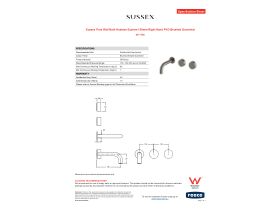 Specification Sheet - Sussex Pure Wall Bath Hostess System 160mm Right Hand PVD Brushed Gunmetal