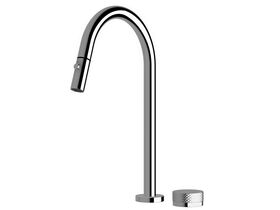 Sussex Pure Progressive Sink Mixer Tap Set with Pull Out Spray and Diamond Textured Handle Chrome (4 Star)