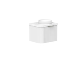 Supporting Image 2- Kado Neue Fluted Single Curve All Drawer 600mm Wall Hung Vanity with Centre Basin Durasein 50mm Top Ultra White