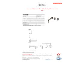 Specification Sheet - Sussex Pure Wall Bath Hostess System 200mm Right Hand Brushed Gunmetal