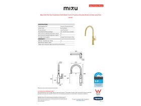 Specification Sheet - Mizu Drift Pull Out Gooseneck Sink Mixer Curve 2 Function Brushed Brass (5 Star) Lead Free