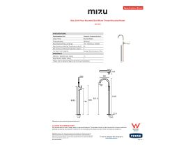 Specification Sheet - Mizu Drift Floor Mounted Bath Mixer Trimset Brushed Nickel