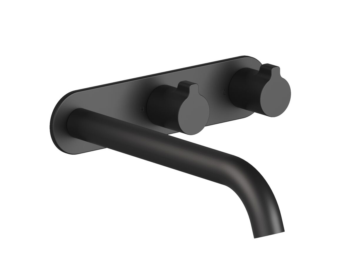 Hero - Faucet Strommen Vara Fin Wall Basin / Bath Hostess Tap System Right Hand 200mm Kit Matte Black (6 Star) Lead Free