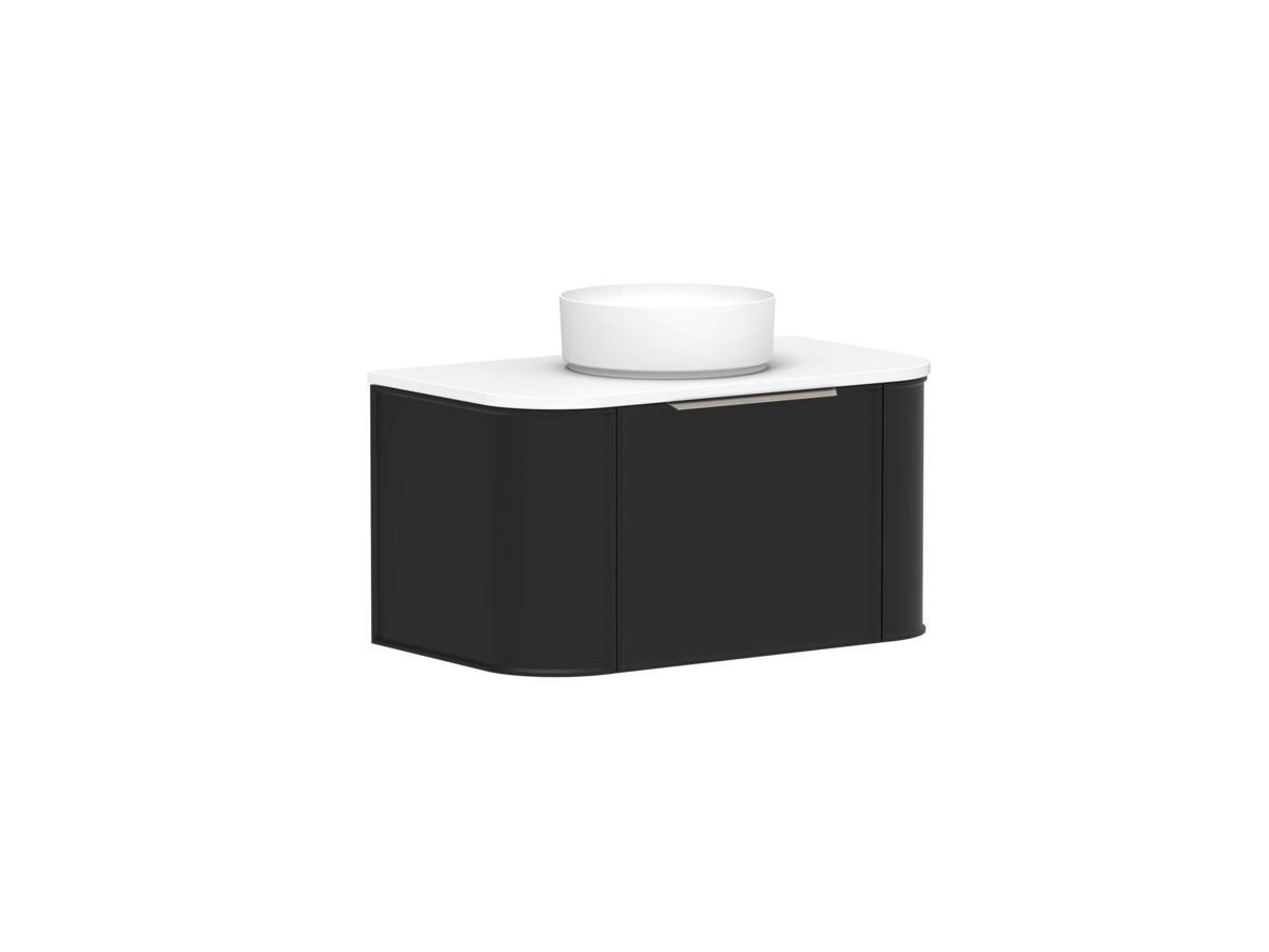 Supporting Image 2 - Kado Era Double Curve All Drawer 900mm Wall Hung Vanity with Centre Basin 20mm Top Matte Black