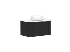 Supporting Image 2 - Kado Era Double Curve All Drawer 900mm Wall Hung Vanity with Centre Basin 20mm Top Matte Black