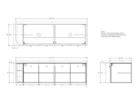 Technical Drawing - Kado Era Single Curve All Door 1650mm Wall Hung Vanity with Double Basin 20mm Top