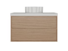 Supporting Image - Kado Aspect Wall Hung Vanity Unit 900mm 2 Drawer Corian 50mm Top - Boston Oak