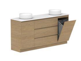Supporting Image - Posh Domaine Plus Hamper Trio 1800 Floor Mounted Double Bowl 20mm Top