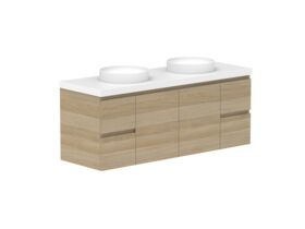 Supporting Image - Posh Domaine 1500mm Wall Hung Vanity Unit Conventional Double Bowl 50mm Top