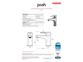 Specification Sheet - Posh Solus Basin Mixer Tap Chrome (5 Star) Lead Free