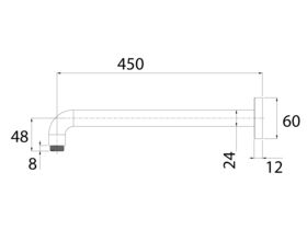 Nikles Horizontal Shower Arm 450mm Chrome