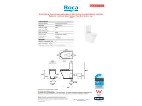 Specification Sheet - Roca The Gap Round Close Coupled Back to Wall Rimless Overheight Bottom Inlet Toilet Suite with Soft Close Quick Release Thick Seat White (4 Star)