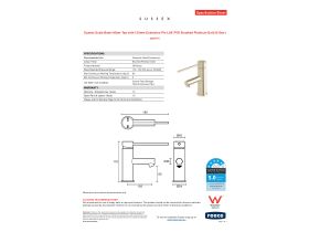 Specification Sheet - Sussex Scala Basin Mixer Tap with 150mm Extension Pin LUX PVD Brushed Platinum Gold (6 Star)