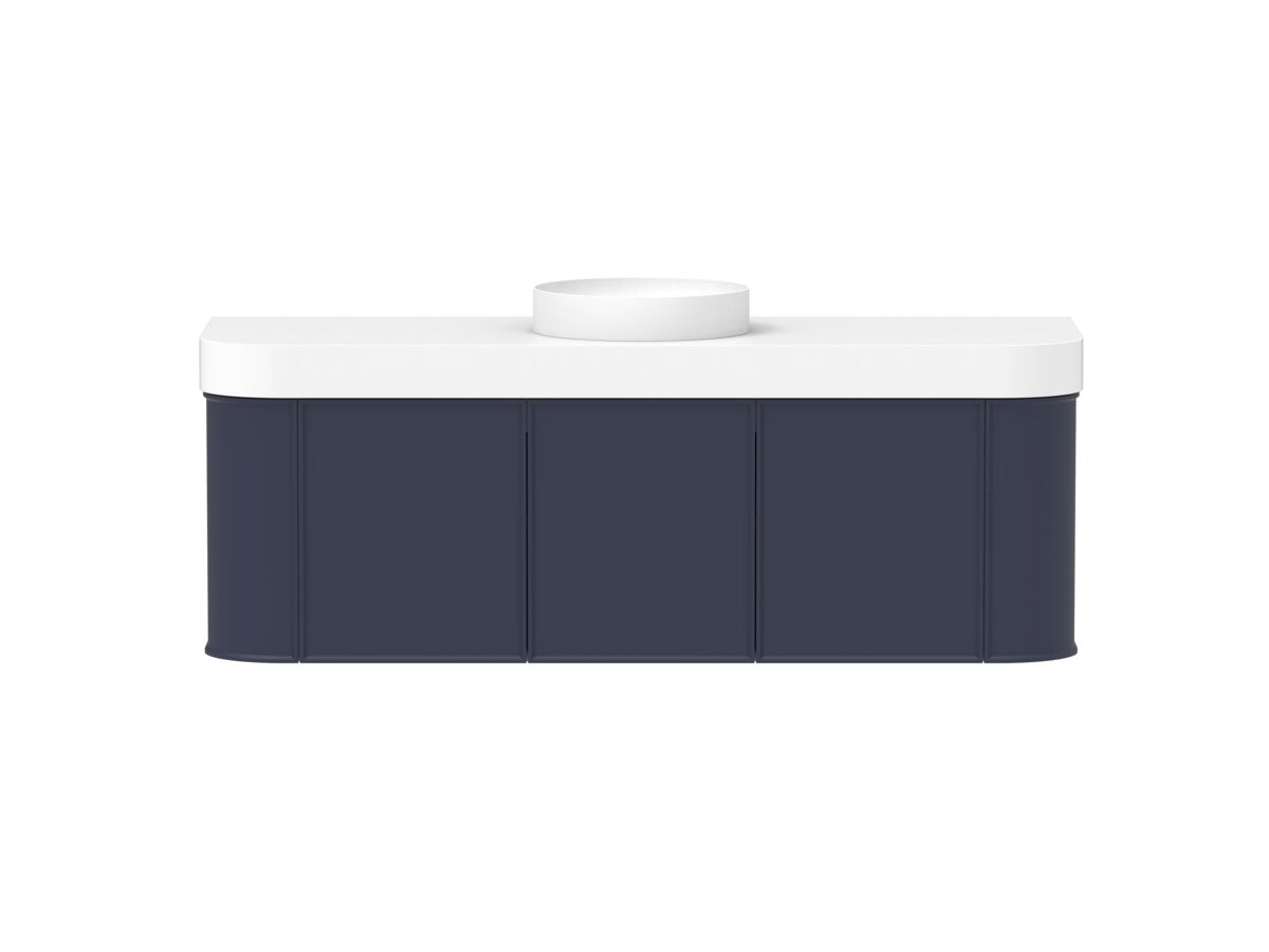 Supporting Image - Kado Era Double Curve All Door 1500mm Wall Hung Vanity Centre Basin 90mm Durasein Top Royal Battle Blue