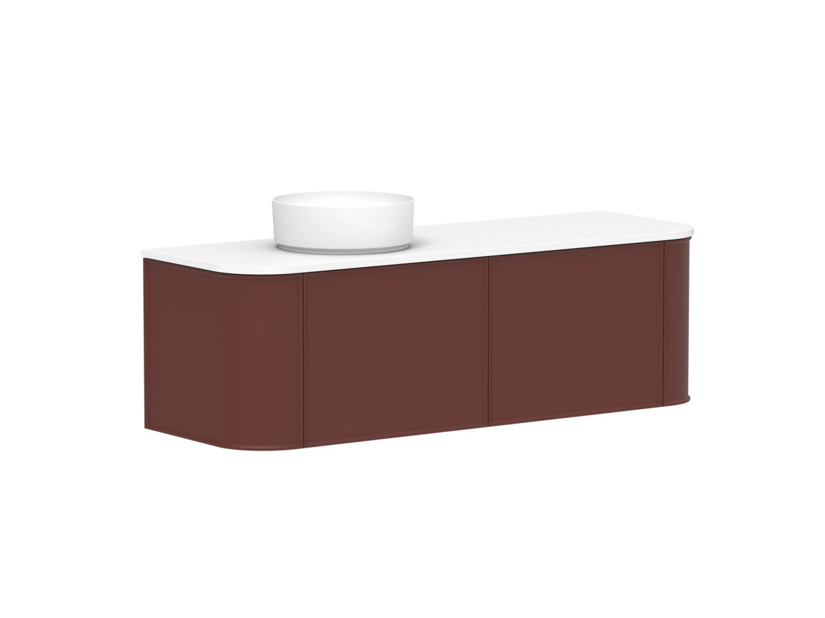 Supporting Image - Kado Era Double Curve All Drawer 1500mm Wall Hung Vanity with Left Hand Basin 20mm Top Red Marble