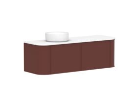 Supporting Image - Kado Era Double Curve All Drawer 1500mm Wall Hung Vanity with Left Hand Basin 20mm Top Red Marble