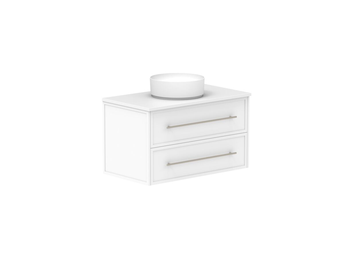 Supporting Image - Kado Lux All Drawer 900mm Wall Hung Vanity Centre Basin 20mm - White Shaker Angle