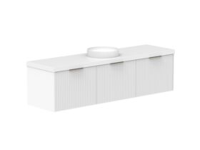 Supporting Image 2- Kado Neue Fluted Square All Drawer 1800mm Wall Hung Vanity with Centre Basin 50mm Top Ultra White
