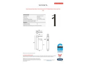 Specification Sheet - Scala Extended Basin Mixer 100mm Extended Pin PVD Matte Black (5 Star) Lead Free