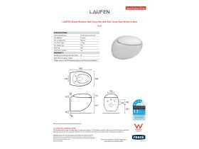 Specification Sheet - LAUFEN Alessi Rimless Wall Hung Pan with Soft Close Seat White (4 Star)