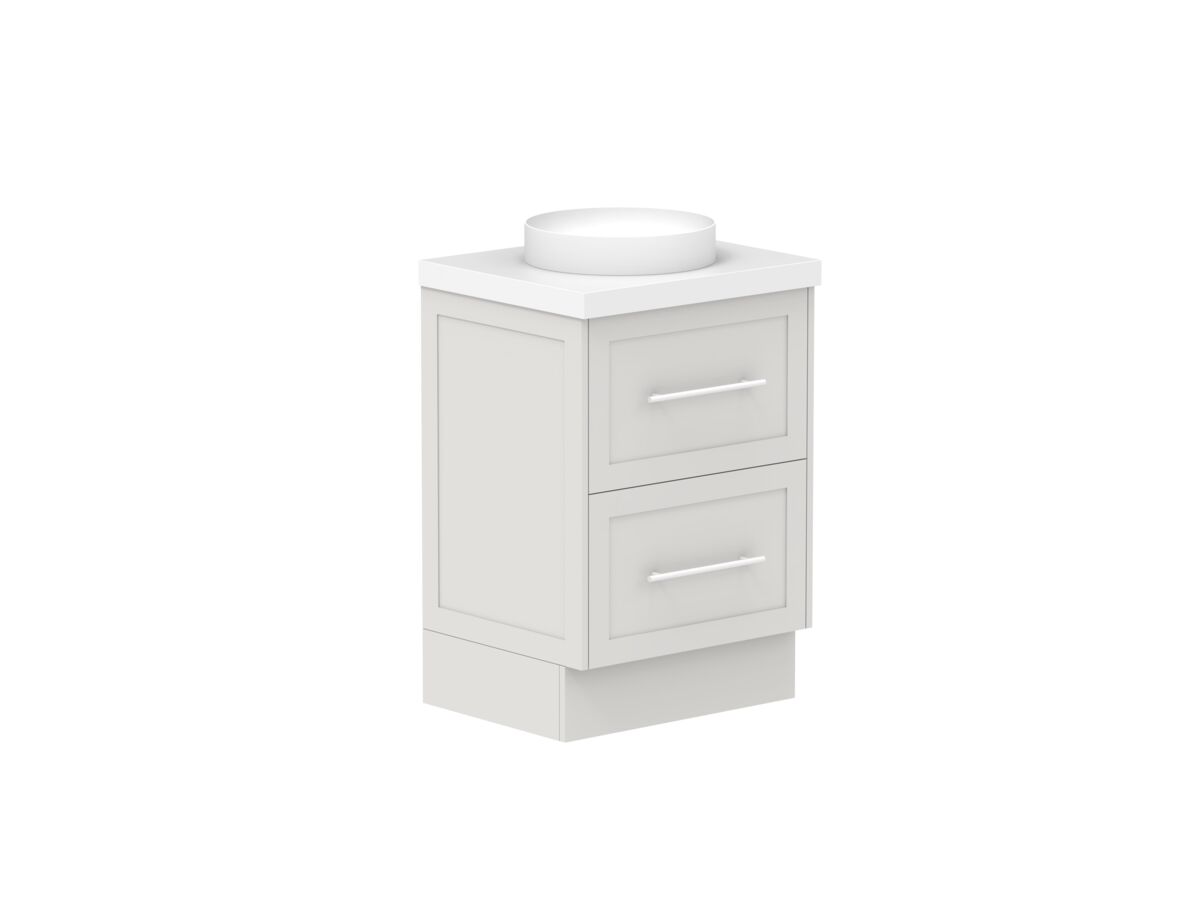 Supporting Image - Kado Lux 600mm All Drawer Floor Mounted Vanity Unit 2 Drawers Single Centre Vanity 50mm Top