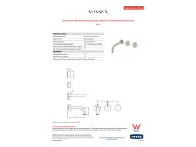 Specification Sheet - Sussex Pure Wall Bath Hostess System 200mm PVD Brushed Nickel Lead Free
