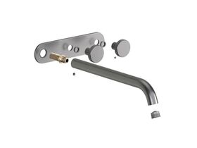 Hero - Faucet Strommen Vara Disc Wall Basin / Bath Hostess Tap System Right Hand 250mm Trimset Brushed Graphite (6 Star) Lead Free