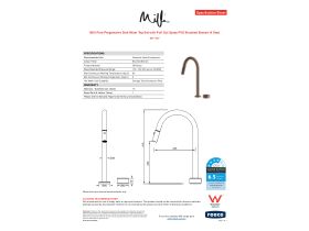 Specification Sheet - Milli Pure Progressive Sink Mixer Tap Set with Pull Out Spray PVD Brushed Bronze (4 Star)