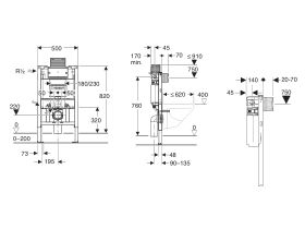 Geberit Omega Undercounter Cistern with Frame - Wall Hung (4 Star)