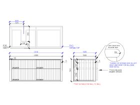 ISSY Cloud II 1200mm x 500mm x 510mm Wall Hung Vanity Unit 4 Touch Latch Drawers (No Basin)
