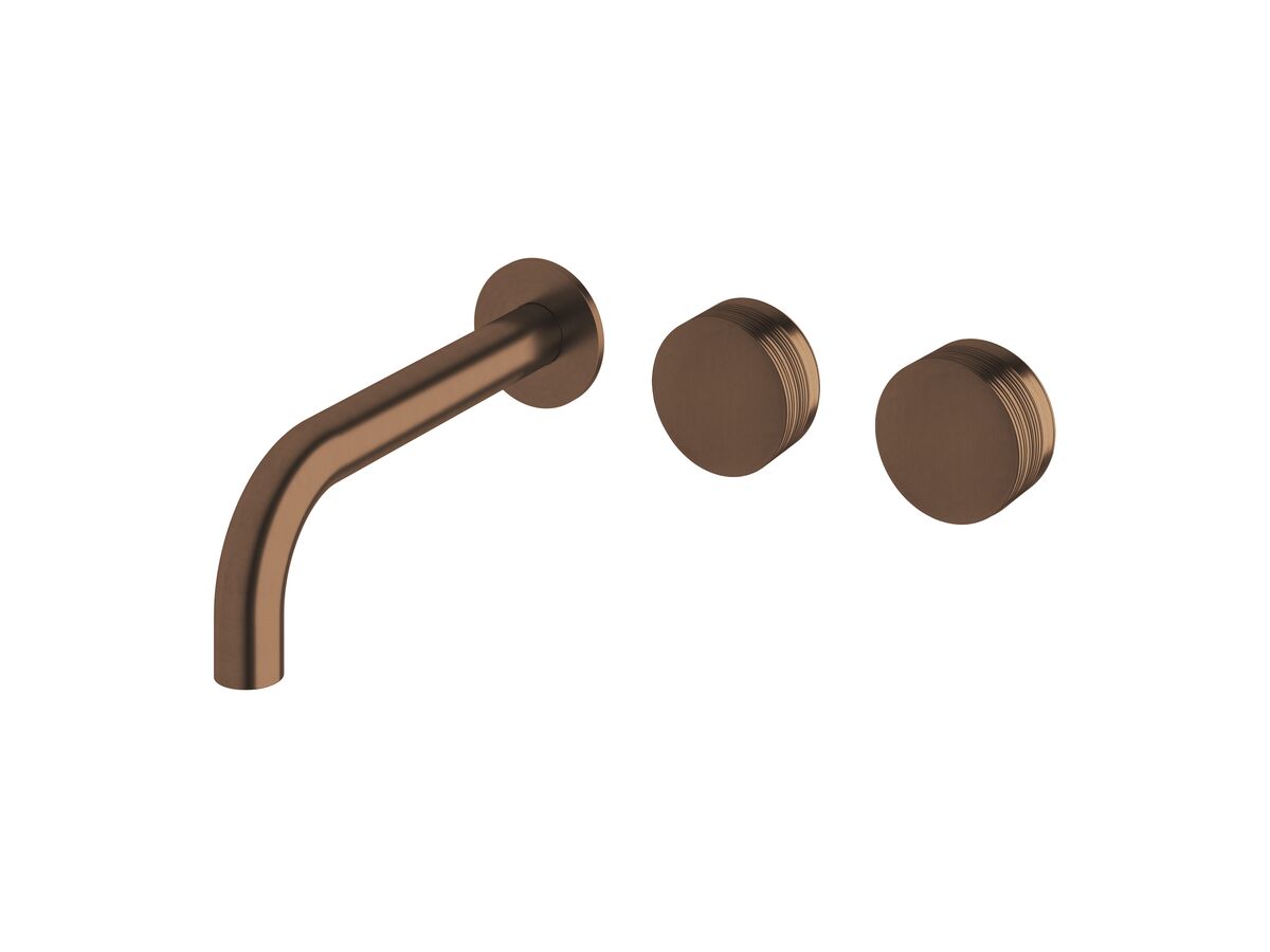 Sussex Pure Wall Basin Hostess System 200mm Right Hand with Cirque Textured Handles PVD Brushed Bronze (3 Star)