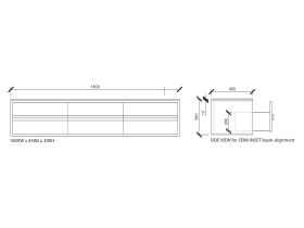 ISSY Z8 Vanity Unit 1800mm (W) x 450mm (D) x 390mm (H) 6 Drawer Semi Inset Basin