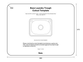 Cutout Template - Base Mini Inset Laundry Trough 1 Taphole & Bypass 22 litres Stainless Steel