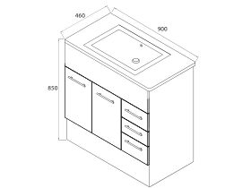 Posh Bristol MK2 Vanity with Kickboard Centre Bowl 3 Tapholes 900mm