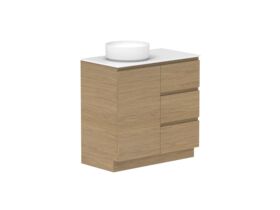 Supporting Image - Posh Domaine Plus Hamper 900 Floor Mounted Left Bowl 12mm Durasein Top