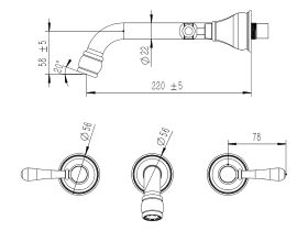 Milli Voir Wall Bath Set Lever Handle 220mm